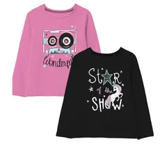 Camisetas estampadas de algodón para niñas (Pack de 2)