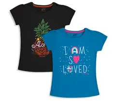 Camisetas estampadas de algodón para niñas (Pack de 2)