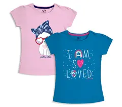 Camisetas estampadas de algodón para niñas (Pack de 2)
