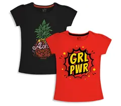 Camisetas estampadas de algodón para niñas (Pack de 2)