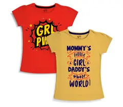 Camisetas estampadas de algodón para niñas (Pack de 2)