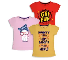 Camisetas estampadas de algodón para niñas (Pack de 3)