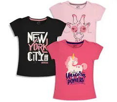 Camisetas estampadas de algodón para niñas (Pack de 3)