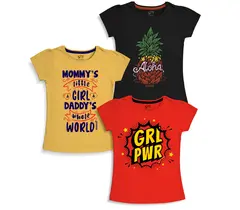 Camisetas estampadas de algodón para niñas (Pack de 3)