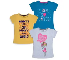 Bomullstryckta t-shirts för flickor (3-pack)