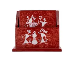 Tea Coaster- Vertical - Hand Painted Warli Painting