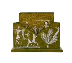 Tea Coaster- Vertical - Hand Painted Warli Painting