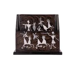 Tea Coaster- Vertical - Hand Painted Warli Painting