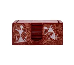 Tea Coaster-Horizontal- Hand Painted Warli Painting