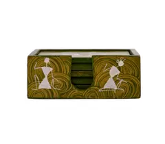 Tea Coaster-Horizontal- Hand Painted Warli Painting