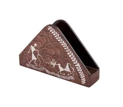 Tissue Holder- Triangle- Hand Painted Warli Painting