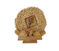 Tea Coaster-Vertical- Hand Painted Warli Painting