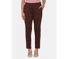 Power Sutra Slim-Fit Stretch Trousers For Women- Chocolate Brown