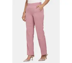Power Sutra Poly Crepe Pink Trousers- Womens Office Wear