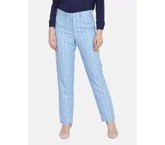 Power Sutra Check Poly Cotton Trouser - Sky Blue