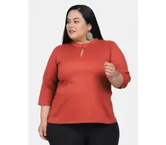 Power Sutra Baumwoll-Top mit Schlüssellochausschnitt – Rost