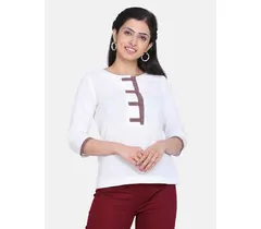 Baumwoll-Top mit Power-Sutra-Karomuster – Weiß