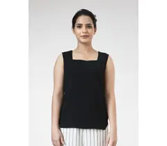 Power Sutra Poly Moss Trägertop mit eckigem Ausschnitt – Schwarz