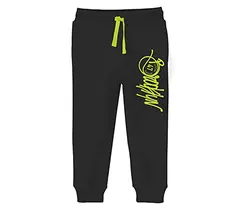 Minikult träningsbyxor i bomull med grafiska tryck och fickor (pack 1) (svart)