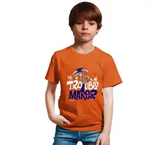 Minicult Halbarm Kinder T-Shirt aus Baumwolle mit Brustdruck und leuchtenden Farben (Orange)