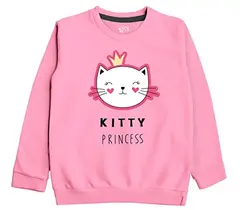 Minicult-Sweatshirts aus Baumwolle mit Aufdruck für Jungen und Mädchen, ideal für den leichten Winter (1er-Pack) (Pink Kitty