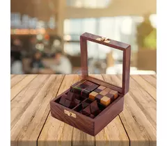 SHRIJICRAFTS Handcrafted Wooden Puzzle - Brown, 12.7 X 12.7 X 6.35 cm