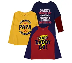 Minicult Cotton Printed Full SLAeeve T Shirts for Boys (Pack of 3) (Multicolour)