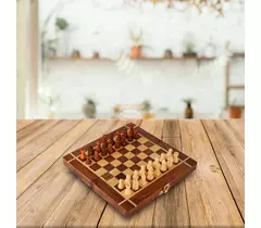 SHRIJICRAFTS Handcrafted Wooden Board Game - Brown, 25.4x25.4cm