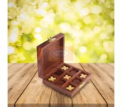 SHRIJICRAFTS Handcrafted Wooden Board Game - Brown, 11.9x11.6x3.17 Inches