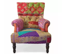 Sofá de comedor de madera y terciopelo