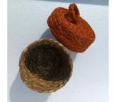 Sabai Grass Colored Jewellery Box Small | Round Eco-Friendly Storage Box|Handmade Trinket Holder with Loop Handle