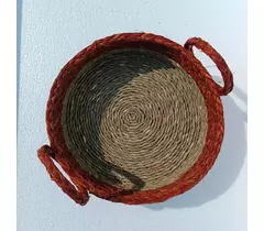 Maroon Loop Handle Round Sabai Grass Fruit Basket | Vegetable Basket