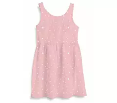 Minicult Cotton Girls Sleveless Dress with All Over Print Pink (Pack of 1)