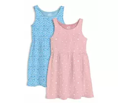 Minicult Cotton Girls Sleveless Dress with All Over Print Pink(Pack of 2)