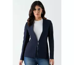 Blazer bleu marine minimaliste coupe régulière