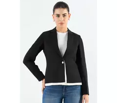 Blazer structuré à superpositions noir et blanc