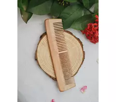 Saan - Peigne à dents larges en bois de neem biologique - Brun naturel - Grand