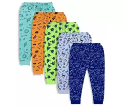 Minicult bomullsbyxor för pojkar och flickor med ankelmanschett och tryck överallt (paket med 5) (flerfärgad)