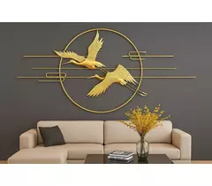 Décoration murale en métal Oiseau d'or divin - 120 x 55 cm