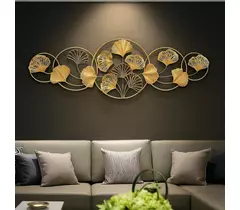 Tableau mural en métal Ginkgo divin - 45 x 15 pouces - Peint à la main