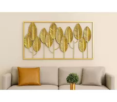 Décoration murale en métal Divine Dazzle - 114 x 76 cm Feuilles dorées