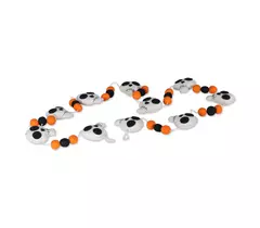Spooky Skulls Wool Felt Christmas Garland - White, Black & Orange