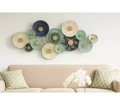 Décoration murale en métal Divine Wallora - Sculpture mandala florale bohème de 127 x 64 cm