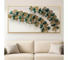 Décoration murale en métal peinte à la main Divine Diagonal Bloom - 114 x 76 cm