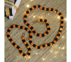 Halloween Flare Wool Felt Garland - Orange and Black, Handcrafted Decor