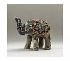 Grå och guldfärgad elefantfigur i Fil Biblo-stil - Exotisk heminredning