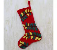 Handcrafted Wool Felt Christmas Stocking - Red, Green, and Lime