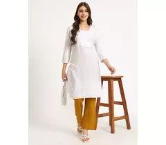 Senfgelbe Schlaghose aus Baumwoll-Lycra – Damengröße S