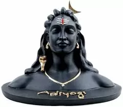 Black Resin Adiyogi Shiva Idol - Home Decor & Spiritual Gift
