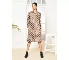 Veste longue pour femme Mia Cotton - Imprimé Dabu fait main